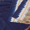 Sanskriti Vintage Dark Blue/Beige Sarees Pure Cotton Printed Sari Craft Fabric