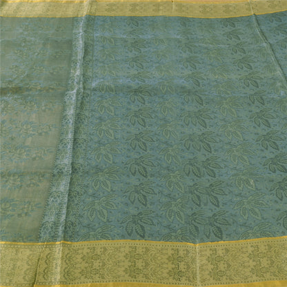 Sanskriti Vintage Indian Light Gray Sarees Pure Silk Woven Sari 5yd Craft Fabric