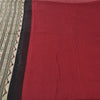 Sanskriti Vintage Red/Black Sarees Pure Silk Hand Woven Sari 6+ yd Craft Fabric