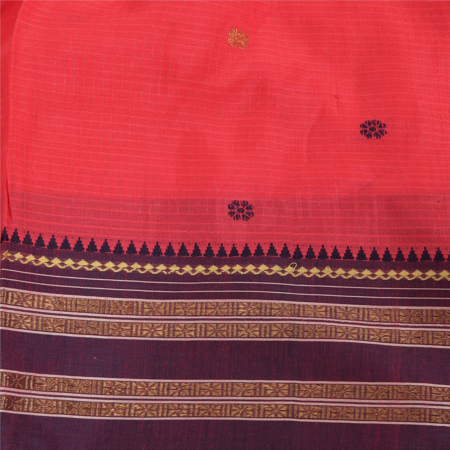 Sanskriti Vintage Pink/Purple Sarees Pure Cotton Woven Premium Sari Craft Fabric