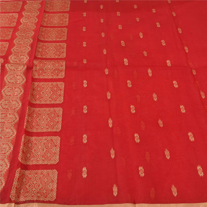 Sanskriti Vintage Indian Red Sarees Pure Silk Woven Ethnic Sari 5yd Craft Fabric