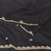 Sanskriti Vintage Black Sarees Pure Silk Hand Beaded Premium Sari Craft Fabric