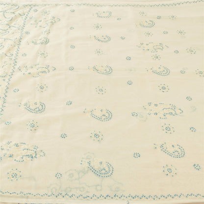 Sanskriti Vintage Ivory Sarees Georgette Hand Embroidery Chikankari Sari Fabric