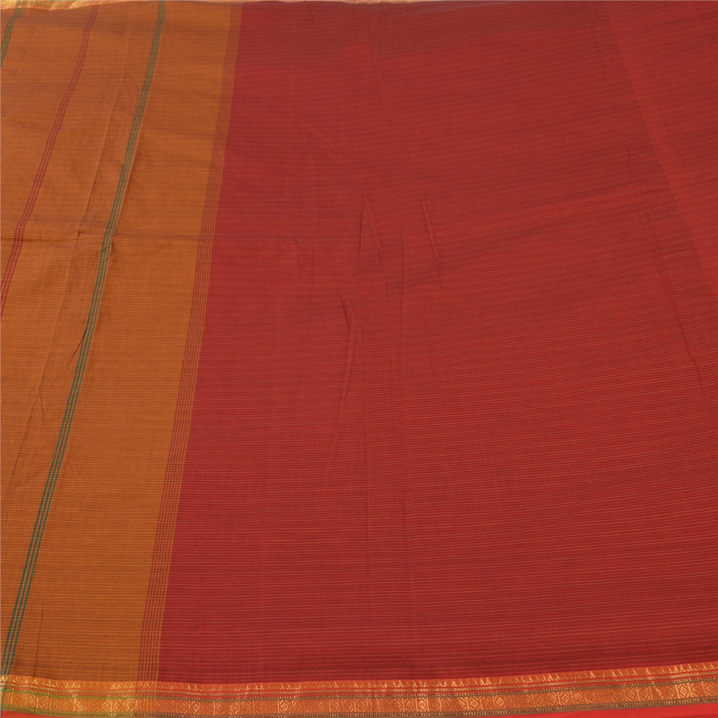 Sanskriti Vintage Red/Brown Sarees Pure Cotton Woven Premium Sari Craft Fabric