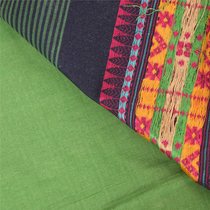 Sanskriti Vintage Dark Blue/Green Sarees Pure Cotton Woven Premium Sari Fabric