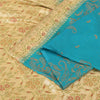 Sanskriti Vintage Blue/Cream Sarees Pure Silk Hand Embroidered Sari Craft Fabric