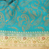 Sanskriti Vintage Blue/Cream Sarees Pure Silk Hand Embroidered Sari Craft Fabric