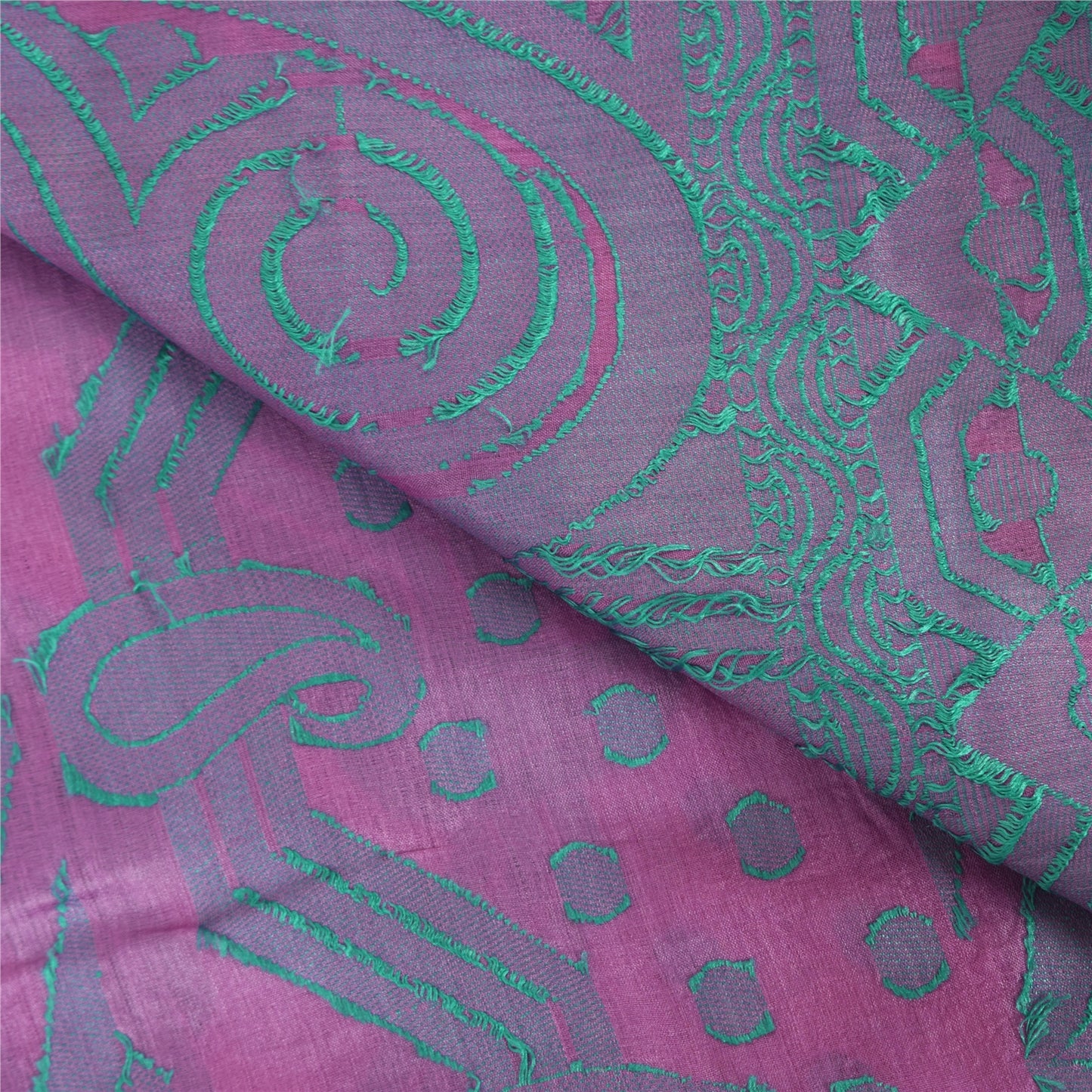 Sanskriti Vintage Indian Pink Sarees Pure Silk Printed Premium Sari Craft Fabric