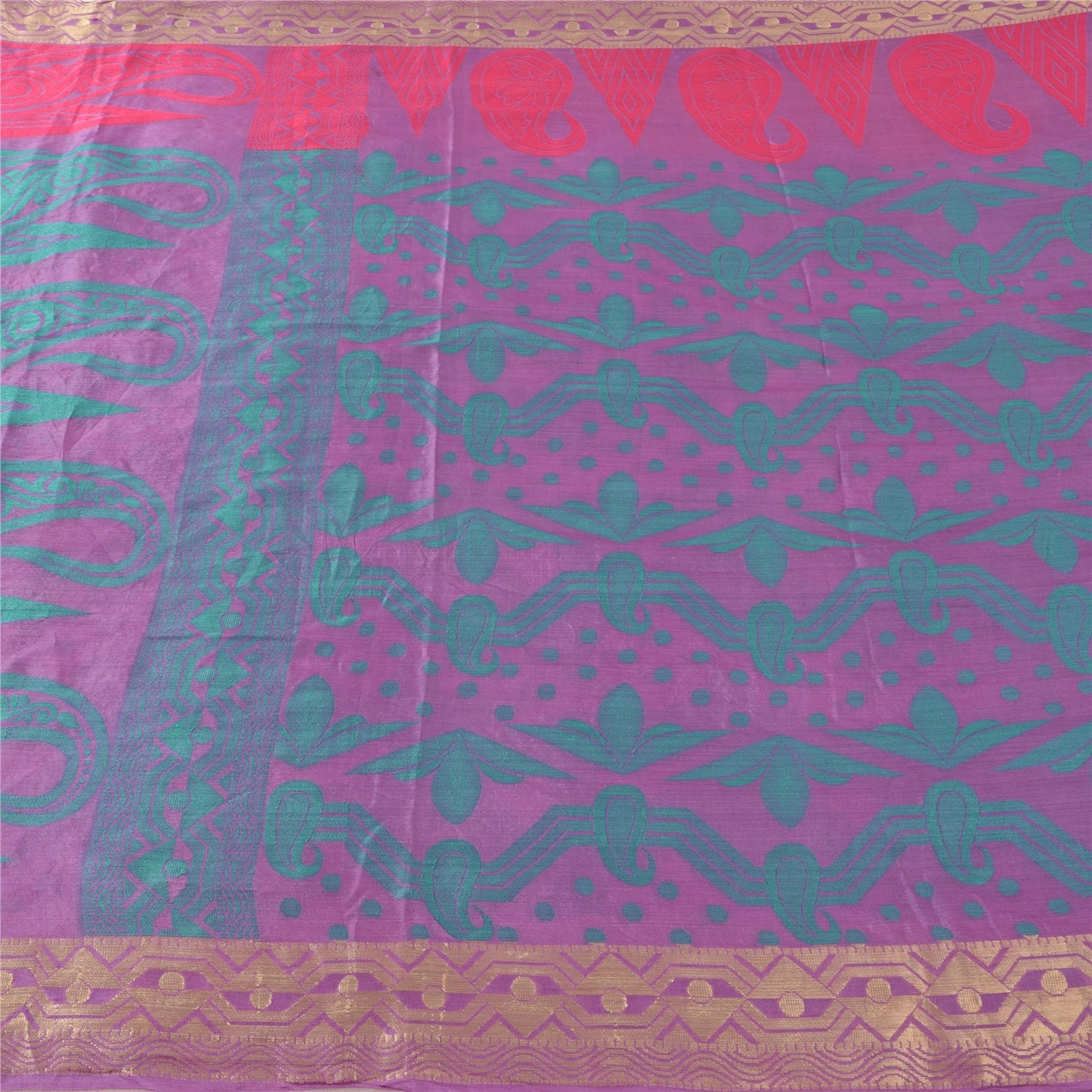 Sanskriti Vintage Indian Pink Sarees Pure Silk Printed Premium Sari Craft Fabric