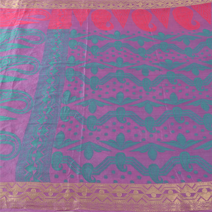 Sanskriti Vintage Indian Pink Sarees Pure Silk Printed Premium Sari Craft Fabric