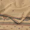 Sanskriti Vintage Indian Beige Sarees Pure Cotton Woven Sari Ethnic Craft Fabric