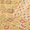 Sanskriti Vintage Sarees Cream/Peach Hand Woven Pure Silk Sari 5+yd Craft Fabric