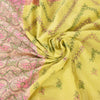 Sanskriti Vintage Yellow/Pink Sarees Pure Cotton Handmade Kantha Sari 5yd Fabric