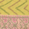 Sanskriti Vintage Yellow/Pink Sarees Pure Cotton Handmade Kantha Sari 5yd Fabric