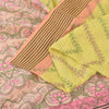 Sanskriti Vintage Yellow/Pink Sarees Pure Cotton Handmade Kantha Sari 5yd Fabric