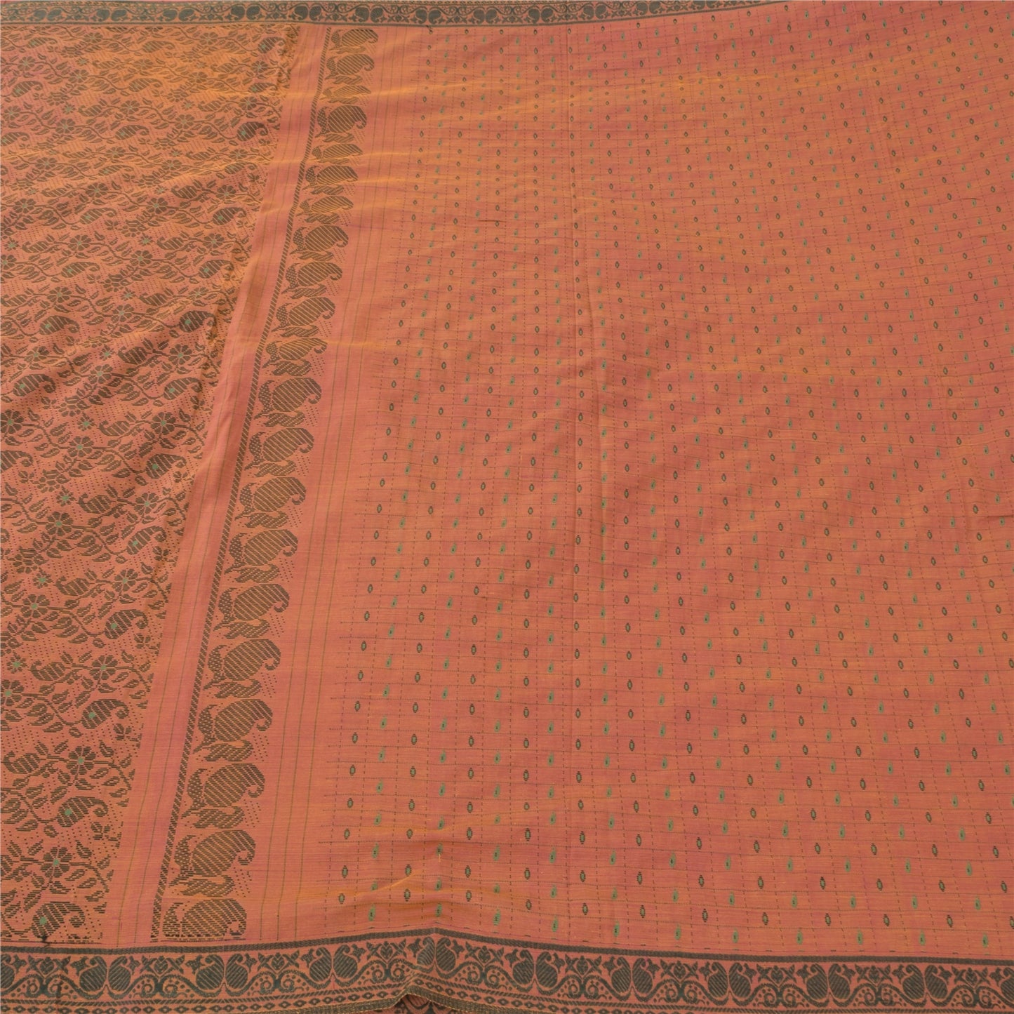 Sanskriti Vintage Indian Brown Sarees Pure Cotton Woven Ethnic Sari Craft Fabric