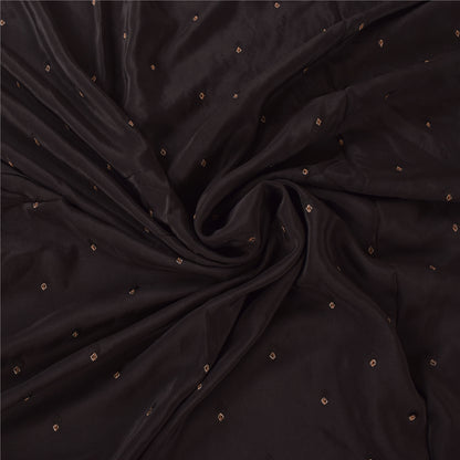 Sanskriti Vintage Black Sarees Pure Silk Hand Beaded Premium Sari Craft Fabric