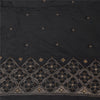 Sanskriti Vintage Black Sarees Pure Silk Hand Beaded Premium Sari Craft Fabric