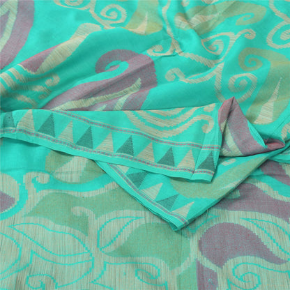 Sanskriti Vintage Indian Cyan Sarees Pure Silk Woven Ethnic Sari 5ydCraft Fabric