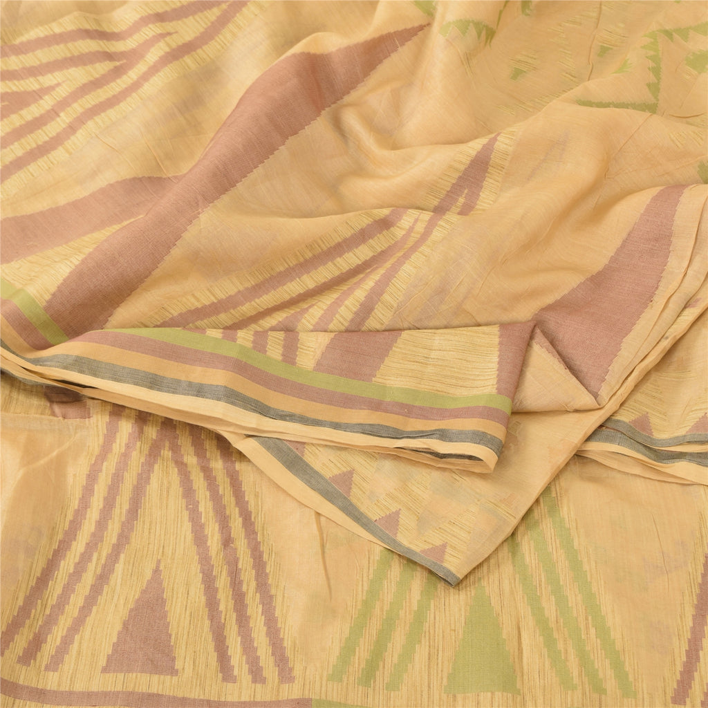 Sanskriti Vintage Indian Mustard Sarees Pure Silk Woven Ethnic Sari Craft Fabric