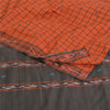 Sanskriti Vintage Rare Saree Ikat Handwoven Blend Cotton Orange Sari 5yd Fabric