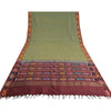 Sanskriti Vintage Saree Green/Red Odisha Hand Woven Ikat Pure Cotton Sari Fabric