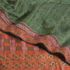 Sanskriti Vintage Saree Green HandWoven Ikat/Patch Pure Cotton Sari Craft Fabric