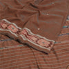 Sanskriti Vintage Saree Brown Odisha Hand Woven Ikat Blend Silk Sari 5yd Fabric