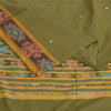 Sanskriti Vintage Saree Green Odisha Hand Woven Ikat Pure Cotton Sari 5yd Fabric