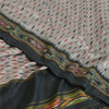 Sanskriti Vintage Saree Gray Pochampally Hand Woven Ikat Pure Silk Sari Fabric