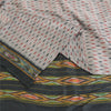 Sanskriti Vintage Saree Gray Pochampally Hand Woven Ikat Pure Silk Sari Fabric