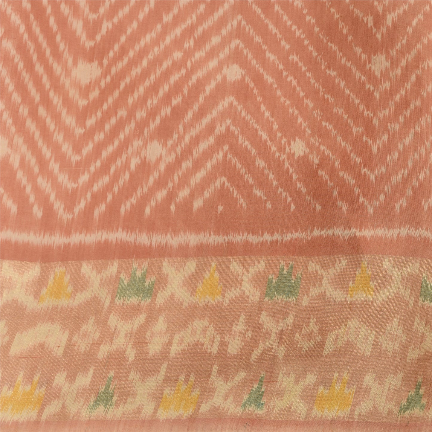 Sanskriti Vintage Saree Brown Sambhalpuri HandWoven Ikat Cotton Silk Sari Fabric