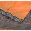 Sanskriti Vintage Saree Orange Odisha Hand Woven Ikat Pure Cotton Sari Fabric