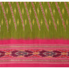 Sanskriti Vintage Sarees Green Pochampally Hand Woven Ikat Pure Silk Sari Fabric