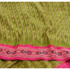 Sanskriti Vintage Sarees Green Pochampally Hand Woven Ikat Pure Silk Sari Fabric