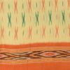 Sanskriti Vintage Sarees Cream Pochampally Hand Woven Ikat Pure Silk Sari Fabric