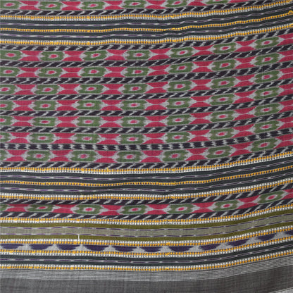 Sanskriti Vintage Saree Rare Odisha Hand Woven Ikat Pure Cotton Sari 5yd Fabric