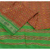 Sanskriti Vintage Saree Pochampally Red HandWoven Ikat Pure Silk Sari 5yd Fabric