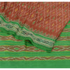 Sanskriti Vintage Saree Pochampally Red HandWoven Ikat Pure Silk Sari 5yd Fabric