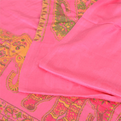 Sanskriti Vintage New Scarf Embroidered Pure Wool Indian Shawl Pink Woven Work Stole