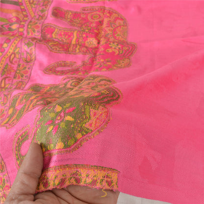 Sanskriti Vintage New Scarf Embroidered Pure Wool Indian Shawl Pink Woven Work Stole