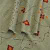 Sanskriti Vintage Long Shawl Grey Hand Embroidered Woolen Scarf Throw Stole