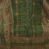 Sanskriti Vintage Green Woolen Shawl Handmade Woven Suzani Work Throw Stole