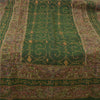 Sanskriti Vintage Green Woolen Shawl Handmade Woven Suzani Work Throw Stole