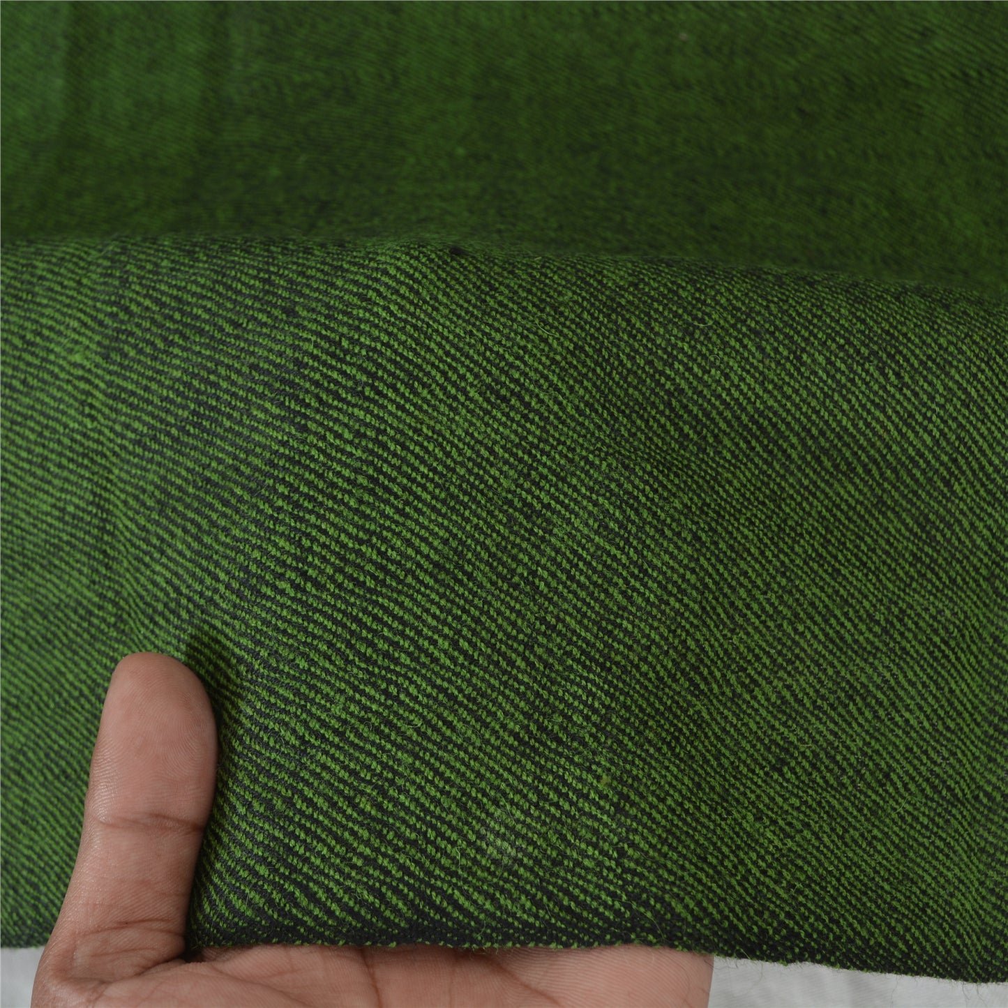 Sanskriti Vintage Long Shawl Green Woven Wool Throw Wrap Thread Work Soft Stole