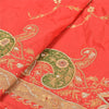 Sanskriti Vintage Long Skirt 100% Pure Silk Red Hand Beaded Unstitched Lehenga