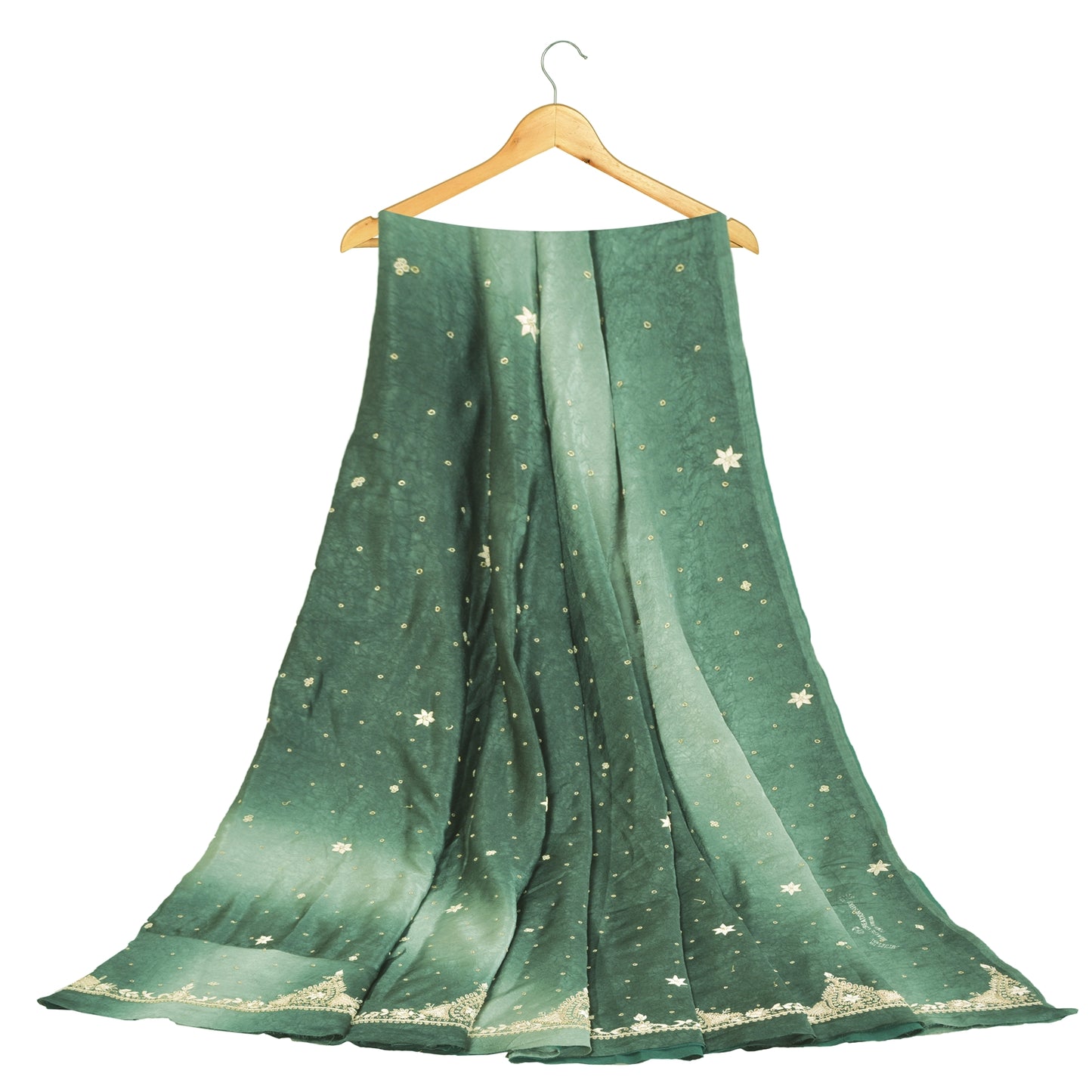 Sanskriti Vintage Long Skirt Pure Satin Silk Green Handmade Unstitched Lehenga