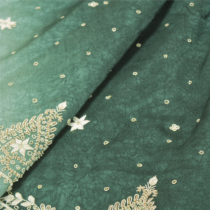 Sanskriti Vintage Long Skirt Pure Satin Silk Green Handmade Unstitched Lehenga