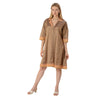 Sanskriti Vintage Limited Edition Upcycled Pure Silk Brown Notch Collar Dress