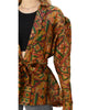 Sanskriti Vintage Limited Edition Puff Sleeve Khaki Blazer Pure Silk Sari Jacket